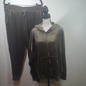 Felina Olive Green Velour Pantsuit